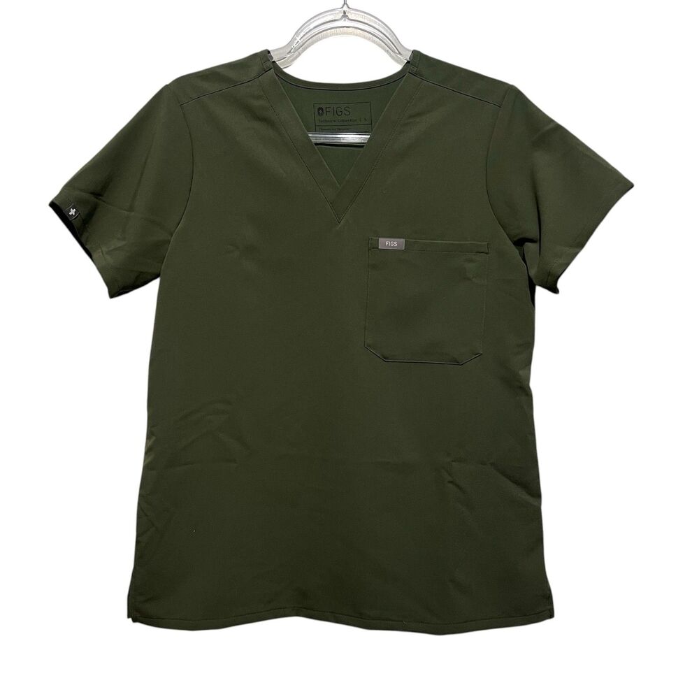 FIGS Catarina Scrub Top Green Size Small‎ Medical Scrubs V-Neck Short Sleeve